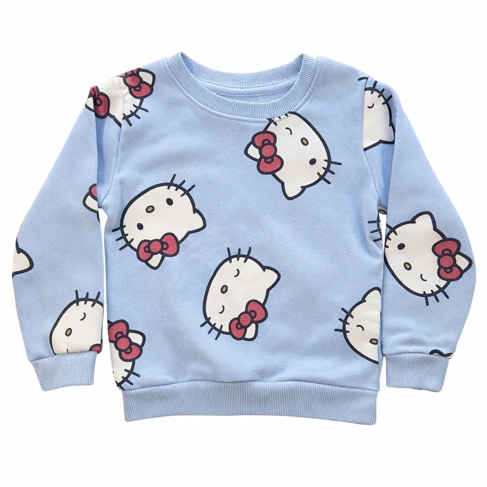 Hello Kitty Girls Sweatshirt 4T Blue Sanrio Pullover Cozy Fleece